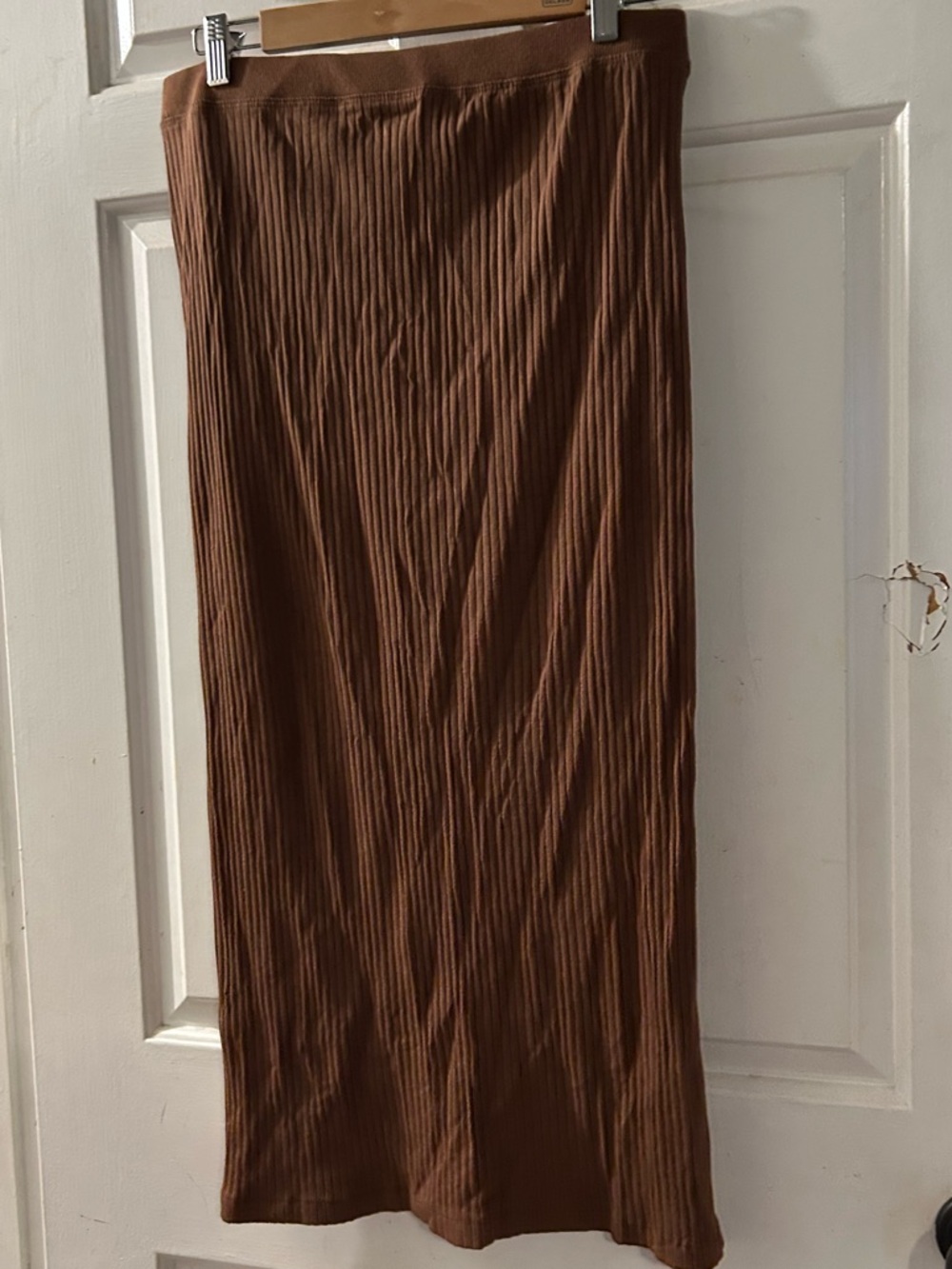 Zara Ribbed Chestnut Midi Skirt